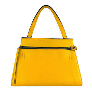 Celine Edge Small Leather Handbag, Yellow, Women's, Free Shipping (z9133)